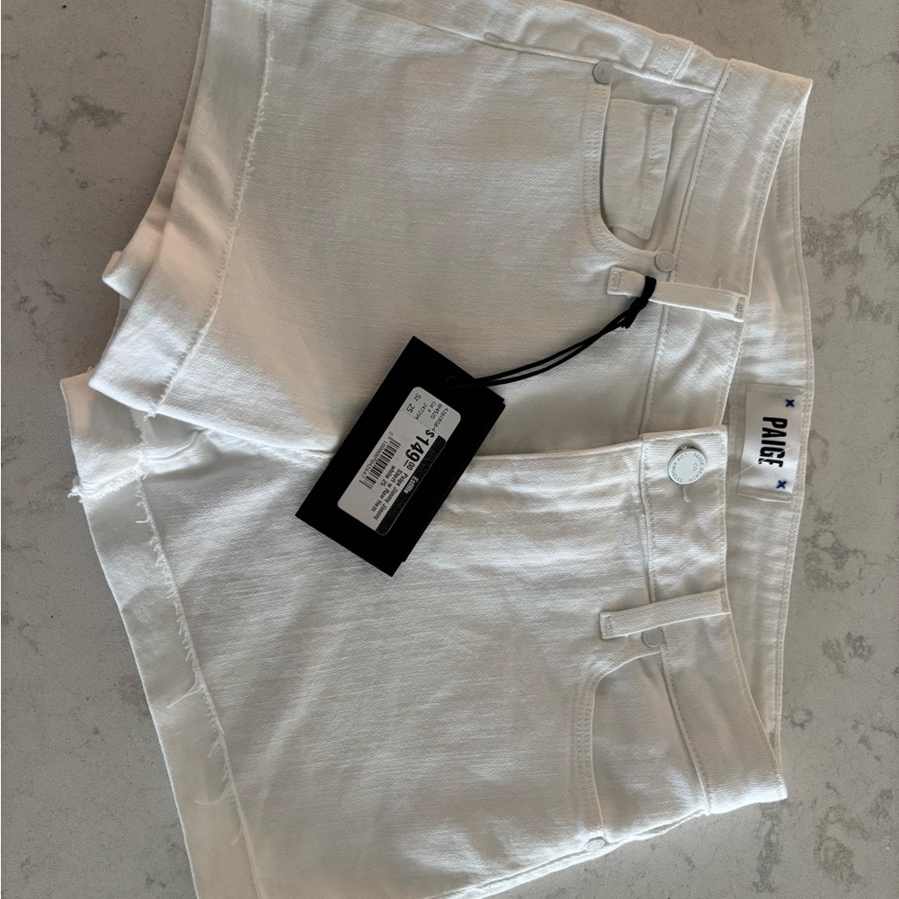 PAIGE Women's White Denim Shorts